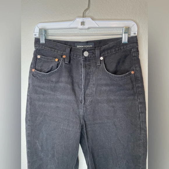 Denim Forum Aritzia The Bonet High Rise Loose Black Jeans Distressed Size 25 - Picture 4 of 10
